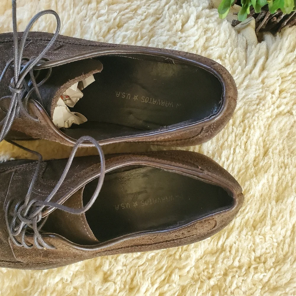 John Varvatos USA sz 9‎ brown suede oxfords
